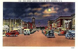 1940&#39;s Main Street, (looking south), Anderson, S.C. - £5.54 GBP