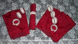 Claret-colored, Damask Tablecloth (96&quot; x 58&quot;), Napkins and Porcelain China Rings - £80.34 GBP