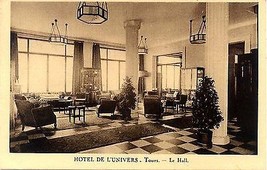 1953 Hotel De L&#39;Univers Le Hall Tours, France - £5.41 GBP