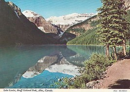 1960&#39;s Lake Louise reflecting Mt. Lefroy &amp; Mt. Victoria, Alberta, Canada - £3.84 GBP