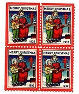 1932 Block of 4 Christmas Seals (upper-left corner) - £2.98 GBP