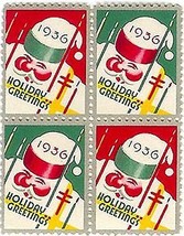 1936 Block of 4 Santa Christmas Seals - £2.92 GBP