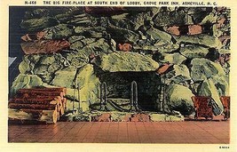1940&#39;s Grove Park Inn, Lobby Fireplace, Asheville, N.C. - $5.95
