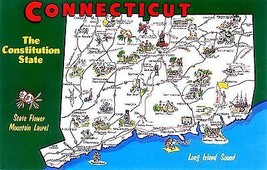1970&#39;s Connecticut Map Card - &quot;The Constitution State&quot; - £3.09 GBP