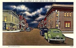 1940&#39;s Main Street looking west (night) Salem, Virginia - £3.87 GBP