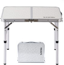 Folding Table Small, 24-Inch By 16-Inch Camp Aluminum Table With Adjustable - £36.32 GBP