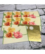 Vintage Hallmark Fold And Send Note Cards Tulip Floral Lot Of 7 With Gol... - £11.67 GBP