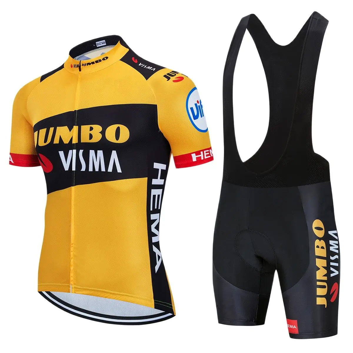 20 team new jumbo visma cycling jersey 19d bike shorts set mtb ropa ciclismo mens short thumb200