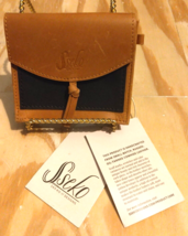 Sseko Snap Wallet Small Leather in Caramel &amp; Black Oil Tanned Cowhide India - £31.99 GBP
