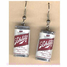 Funky Mini Schlitz Beer Cans Earrings Sports Bar Drink Brewery Party Dad Jewelry - $5.85