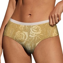 Gold Rose Flowers Panties for Women Lace Briefs Soft Ladies Hipster Unde... - $13.99