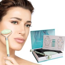 Jade Face Roller &amp; Gua Sha Massager Set, Removes Eye Puffiness &amp; Wrinkles - £11.84 GBP