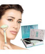 Jade Face Roller &amp; Gua Sha Massager Set, Removes Eye Puffiness &amp; Wrinkles - £11.81 GBP