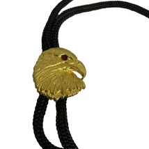 Country Western Bolo Tie American Eagle Head Gold on Leatherette Cord  vtd - $11.16