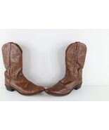 Vintage 90s Dan Post Mens 15 D Distressed Tribal Leather Cowboy Boots Brown - $2,373.22 MXN
