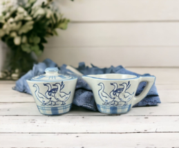 Louisville Stoneware Gaggle of Geese Sugar and Creamer Set Vtg Discontinued USA - £26.63 GBP