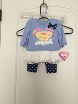 2 Pc SUPERMAN Baby  Girls Set Outfit Size 3/6 Months - £30.08 GBP