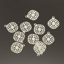 Filigree Pendants Charms Shiny Silver Cabochon Settings Round 15mm 10/25+ - £2.42 GBP+