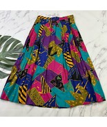 Smart Parts Womens Vintage 90s Midi Skirt Size 13 Pink Blue Buttons Pleats - $21.65 CAD