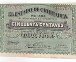 Chihuahua, Monnaie De L'État Mexicain, 50 Centavos, 1914, XF++ - $32.72