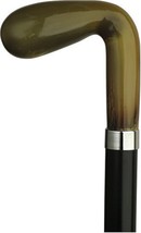 Men Golf Cane Black Ebony, Horn Handle  -Affordable Gift! Item #DHAR-10600 - £94.75 GBP