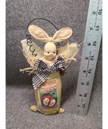 Grubby Primitive Rustic Easter Bunny in Tomato Sack Decor, Mixed Media - £6.67 GBP