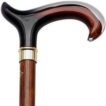 Ladies Derby Cane Cherry Scorched Shaft, Amber Handle  -Affordable Gift!... - £70.17 GBP