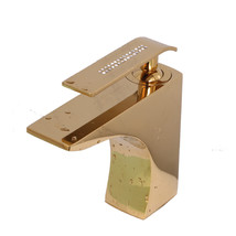 Gold Single Hole Bathroom Sink modern square crystal Faucet Mixer tap de... - $155.00