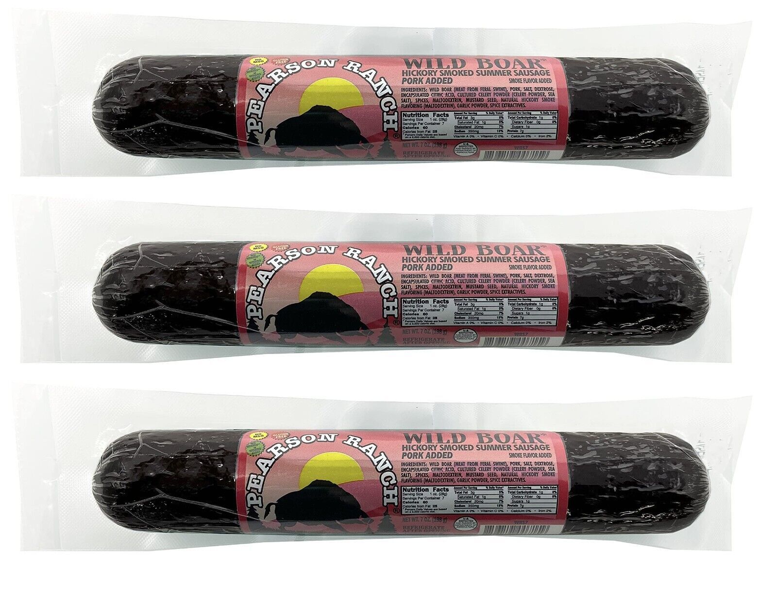 Primary image for Pearson Ranch Hickory Smoked Wild Game Boar Summer Sausage 7oz- Pack of 3