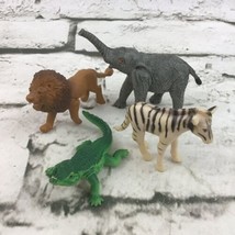 Wildlife Animal Figures Lot Of 4 Alligator Lion Young Elephant Zebra Toy... - £9.34 GBP