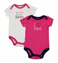Luvable Friends Baby Girls 2-Pack &quot;I Love&quot; Bodysuits (9-12M, Assorted) - £7.95 GBP