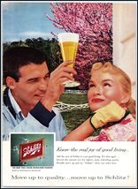 1950s Schlitz Beer PRINT AD (Man &amp; Pretty Lady Raising A Glass of Beer) BX1 - $6.64
