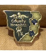 Scott County Hospital 10K Gold Pin With 2 Dark Blue Stones - £22.05 GBP