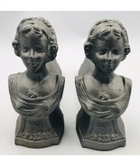 Pair Vintage Cast Iron Roses De Mai Young Girl Fireplace Andiron Chenet ... - £182.68 GBP