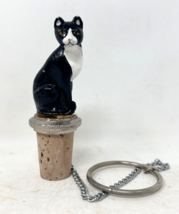 Cute Black And White Cat Wine Bottle Cork Stopper 2 Inch - £6.48 GBP