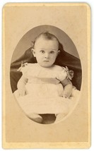 CIRCA 1880&#39;S CDV Cute Beautiful Baby in White Dress G.H. Loomis Boston MA - £7.44 GBP