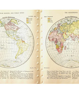 1920 World Map Eastern Western Hemispheres Countries And Possessions DWQ6 - $558.09 MXN