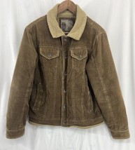 BKE Buckle Size Medium Brown Faux Fur Sherpa Lined Corduroy Men&#39;s Jacket Trucker - £34.05 GBP