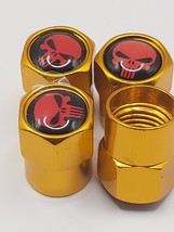 Set of 4 Gold Punisher Tire Valve Stem Caps For Car, Standard Fitting #97 - $6.75
