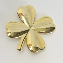 Vintage Gold Tone 4 Leaf Lucky Clover Shamrock Brooch  1.3&quot; x 1.4&quot; St Pa... - $28.41