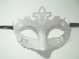 White Princess Crystal Mardi Gras Masquerade Mask - £10.48 GBP
