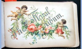 1889 antique FLORAL AUTOGRAPH ALBUM dora ny angel children color prints thruout - £69.59 GBP