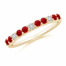 Authenticity Guarantee 
Angara Natural 2mm Ruby Non Eternity Ring in 14K Yell... - £638.34 GBP