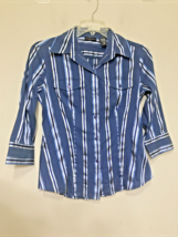 New York &amp;Company Women’s Shirt Top Size M Blue Striped - $11.29