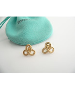 Tiffany &amp; Co 18K Gold Infinity Flower Bead Earrings Studs Gift Pouch Lov... - £1,332.47 GBP