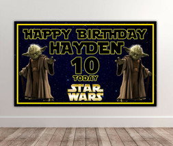 2 X YODA Personalised Birthday Backdrops - Star Wars Banner 40x24 Inches - £14.51 GBP