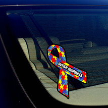 x2 Autism Awareness Puzzle Ribbon Auto Window Bumper Sticker Decal 3&quot; - £3.18 GBP