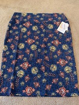 LuLaRoe Cassie Pencil Skirt Womens Sz XL Roses Floral Flowers Blue Pink NWT - £8.86 GBP