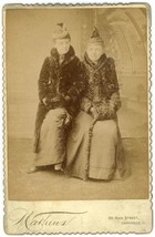 Circa 1890&#39;S Cabinet Card Women In Winter Coats &amp; Hats Mathews Zanesville Oh - £10.96 GBP