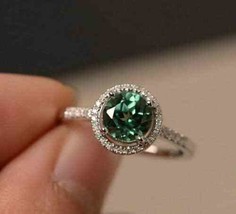 Mom Gift Ring Natural Teal Green Sapphire Gemstone 925 Sterling Silver Anniversa - £123.90 GBP